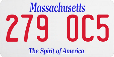 MA license plate 279OC5