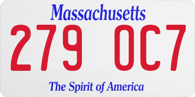 MA license plate 279OC7