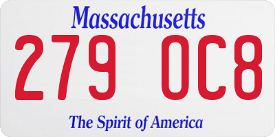 MA license plate 279OC8