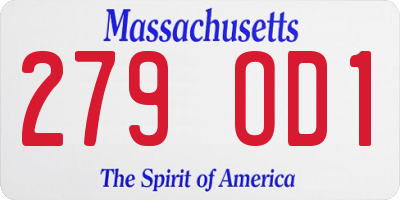 MA license plate 279OD1