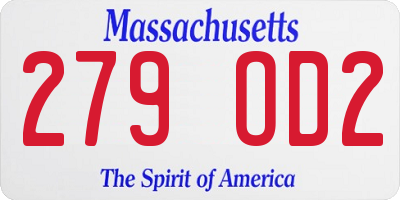 MA license plate 279OD2