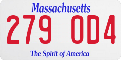 MA license plate 279OD4