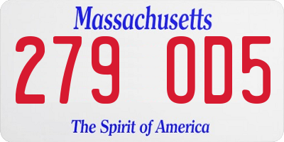 MA license plate 279OD5