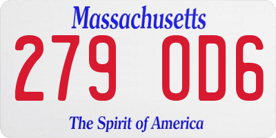 MA license plate 279OD6