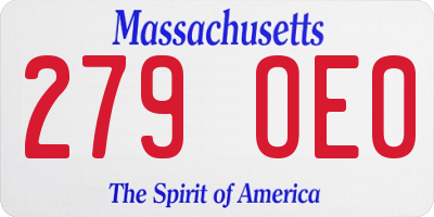 MA license plate 279OE0