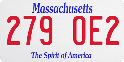MA license plate 279OE2