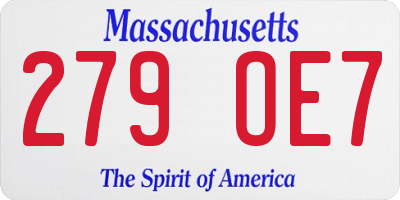 MA license plate 279OE7