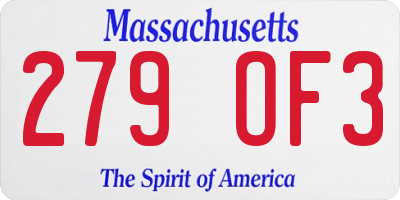 MA license plate 279OF3