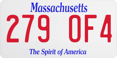 MA license plate 279OF4