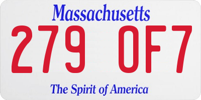 MA license plate 279OF7