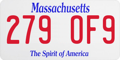 MA license plate 279OF9