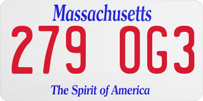 MA license plate 279OG3