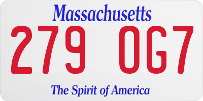 MA license plate 279OG7