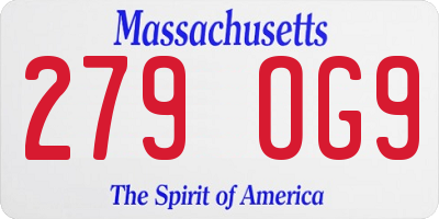 MA license plate 279OG9