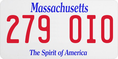 MA license plate 279OI0