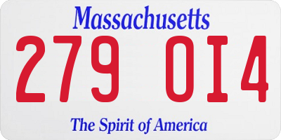 MA license plate 279OI4