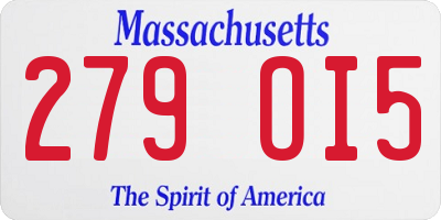 MA license plate 279OI5