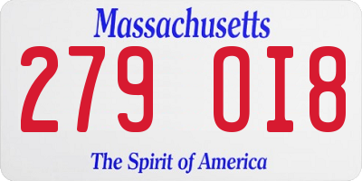 MA license plate 279OI8