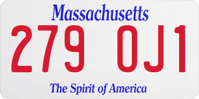 MA license plate 279OJ1