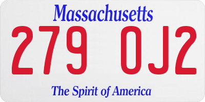 MA license plate 279OJ2