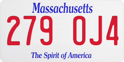 MA license plate 279OJ4