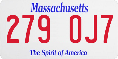 MA license plate 279OJ7