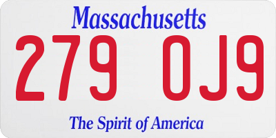 MA license plate 279OJ9