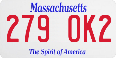 MA license plate 279OK2