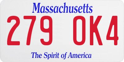 MA license plate 279OK4
