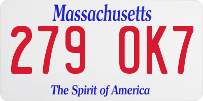MA license plate 279OK7