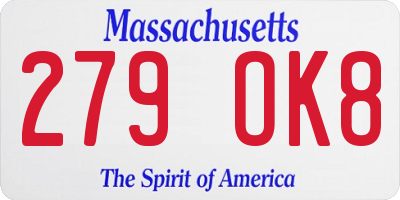 MA license plate 279OK8