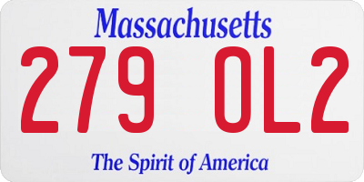 MA license plate 279OL2
