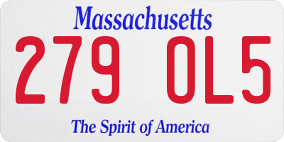 MA license plate 279OL5