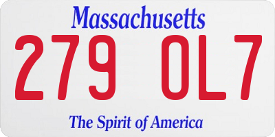 MA license plate 279OL7
