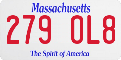 MA license plate 279OL8