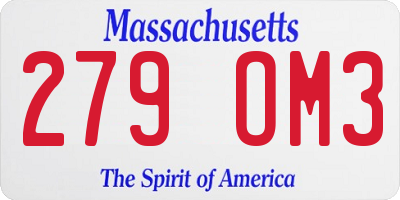 MA license plate 279OM3