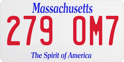MA license plate 279OM7