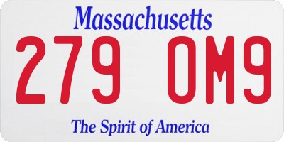 MA license plate 279OM9