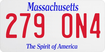 MA license plate 279ON4