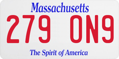 MA license plate 279ON9