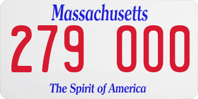 MA license plate 279OO0