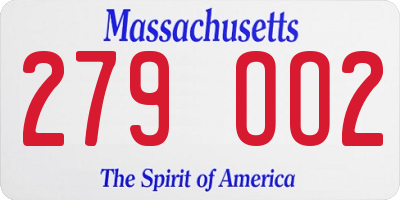MA license plate 279OO2