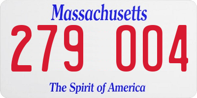 MA license plate 279OO4
