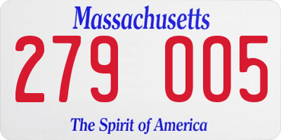 MA license plate 279OO5