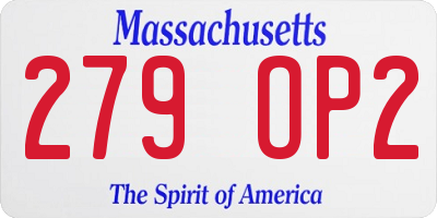 MA license plate 279OP2