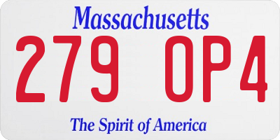 MA license plate 279OP4