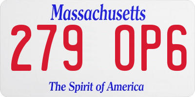 MA license plate 279OP6