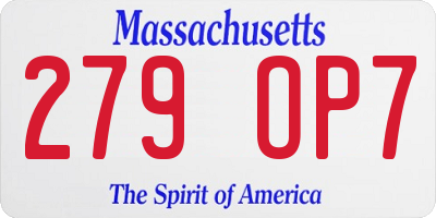 MA license plate 279OP7