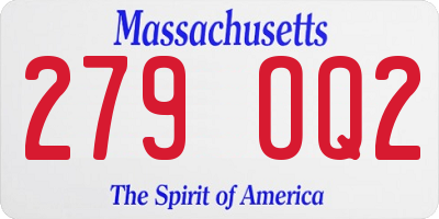 MA license plate 279OQ2