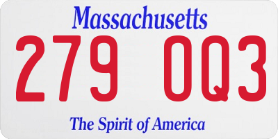 MA license plate 279OQ3